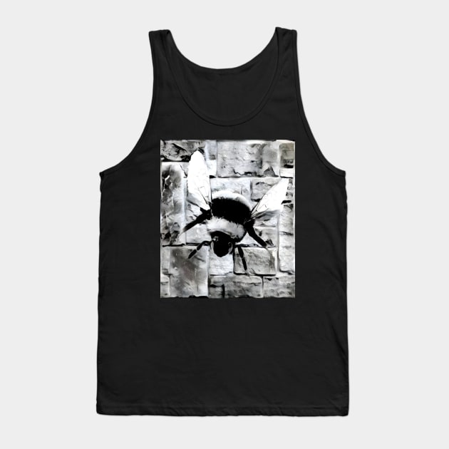 Bee Black and White Spray Paint Wall Tank Top by Nuletto